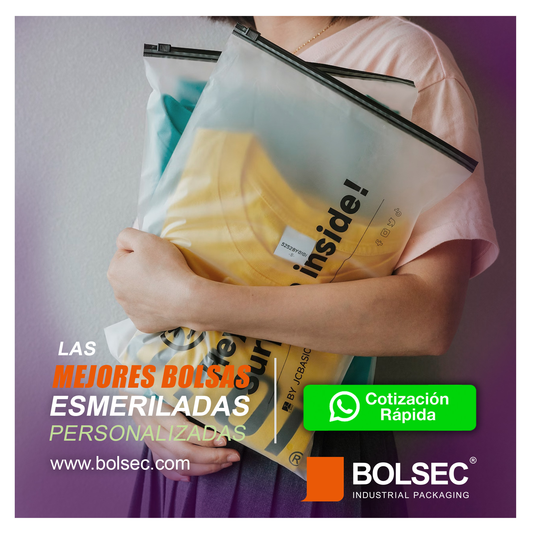 bolsas esmeriladas con cremallera impresas con mi logo